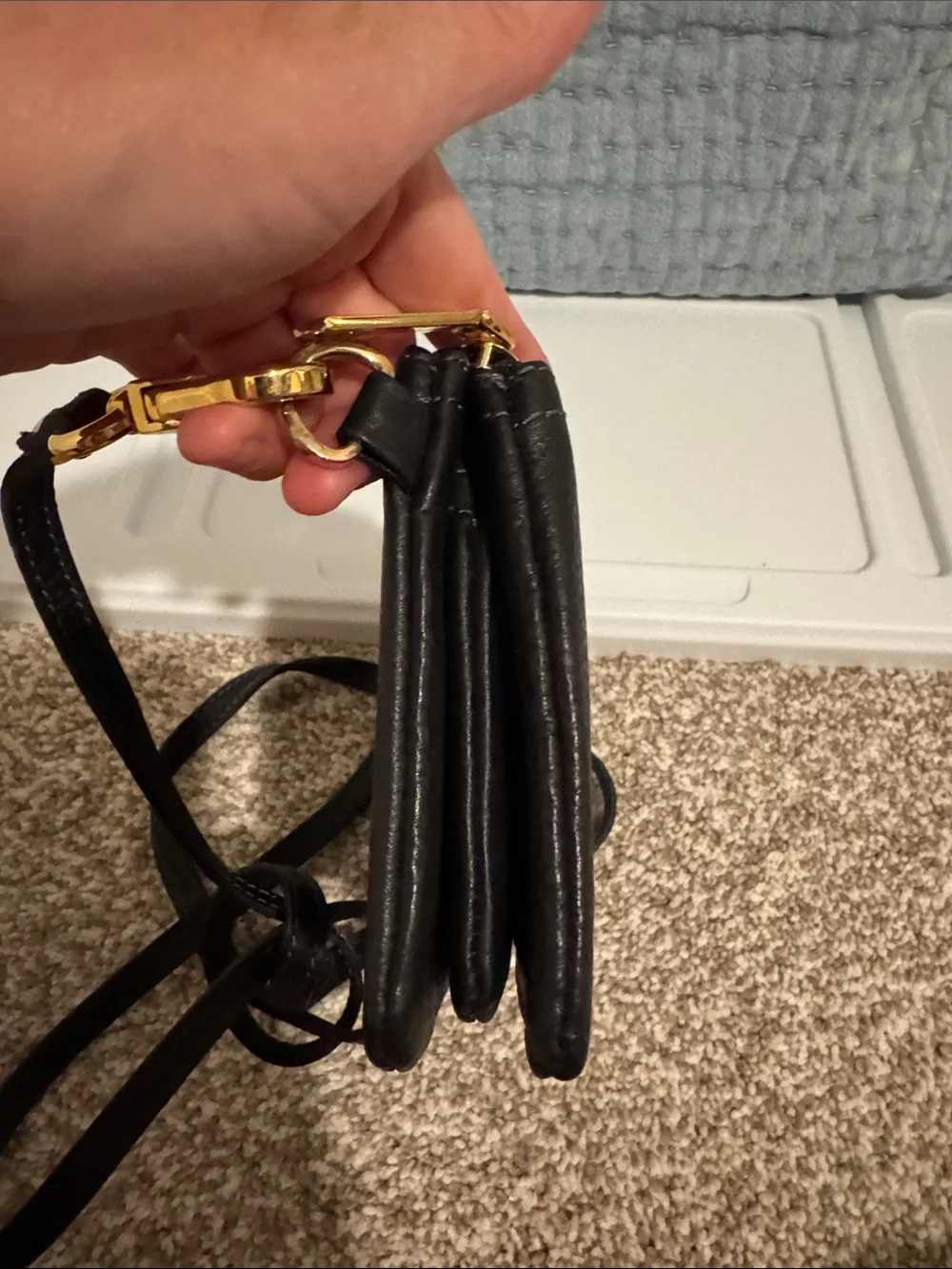 Black Pebbled Leather Crossbody Pouch